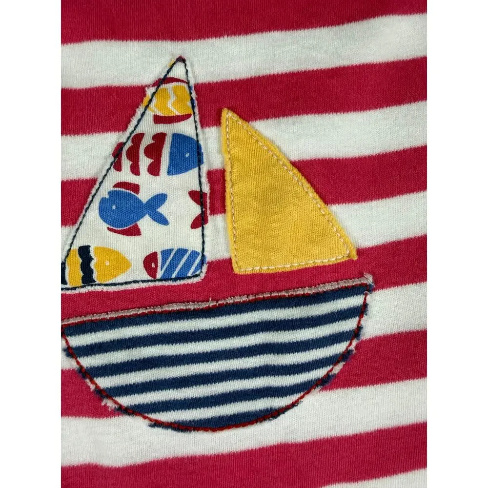 Kite Organic Sailboat Applique Striped Footed Romper Pink Size 18–24 Months